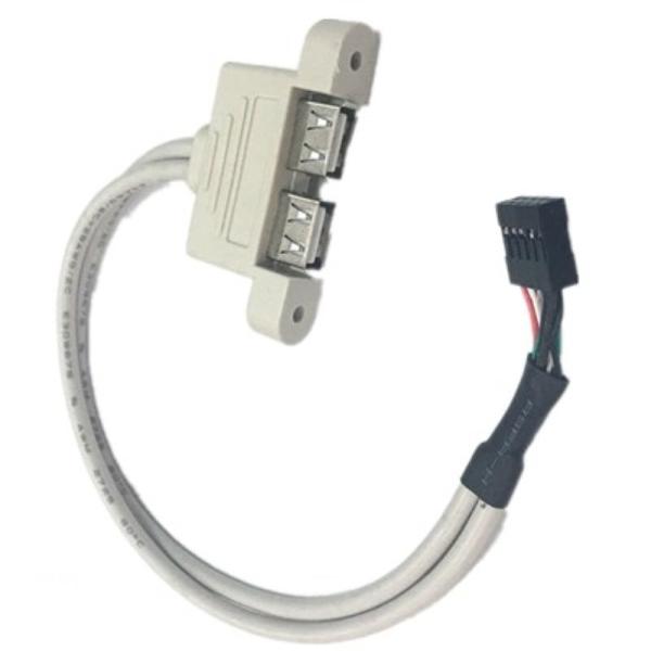 9 Pin female USB header to Dual USB 2.0 Tyep A Female Cable Double deck USB2.0 Splitter Cable panel screws holes