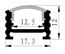 17.3mm*12mm Surface Mounted LED Aluminum Profile with 6063 T3-T8 Aluminium Alloy and Anodized Finish