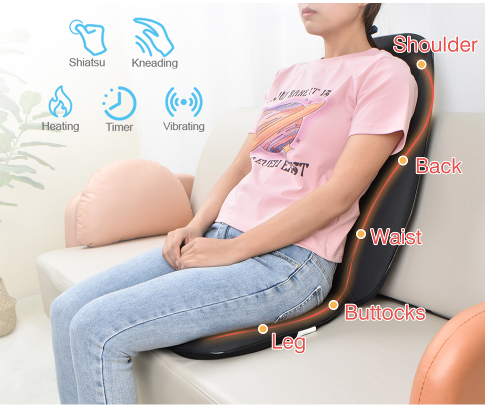 Kusyen Urut Multi-function Air Compression Shiatsu Vibrating Massage Cushion Car Massage Seat Back Massager
