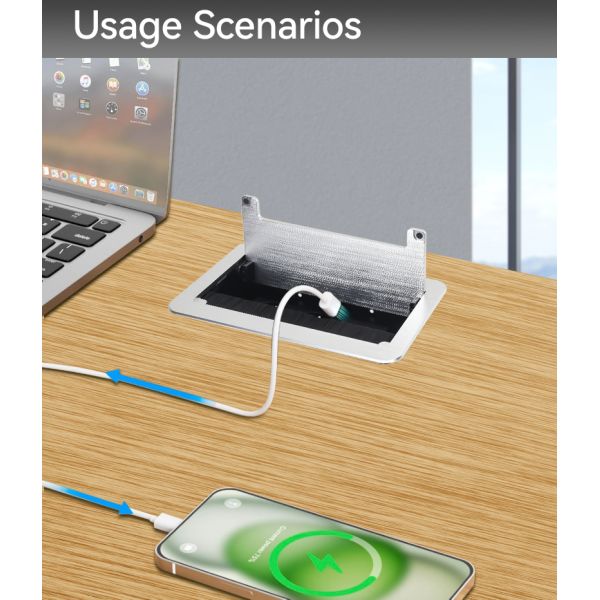 Desktop Embedded Conference Electrical Socket Brushed Alloy RJ45 LAN HDMI Interface