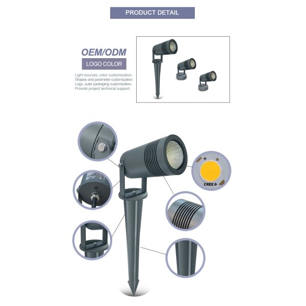 Устойчивое холодное белое DC12v 24V наружное ландшафтное освещение для двора с 4,9FT электрическим проводом