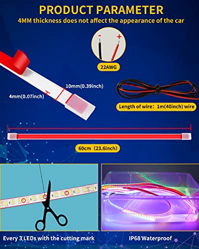 Strong Nano Tape LED Light Strip IP68 Waterproof for Car Motorcycle Home Decoration