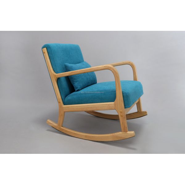 Solid Wood Frame Mid-Century Modern Velvet Fabric Rocking Sofa Chair for Luxury Living Room Design Style