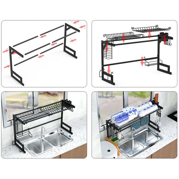 Dish Drying Kitchen Dish Rack Over Sink 650mm Width 480mm Height Multifunctional