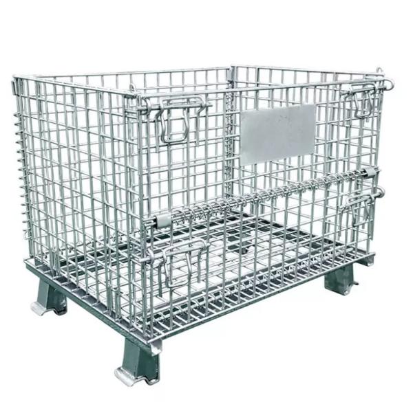 400kg metal dobrável Mesh Storage Containers Galvanized Rolling