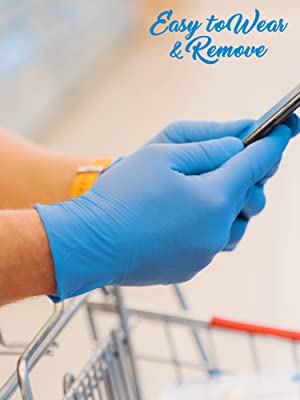 Protective Powder Free Examination Nitrile Gloves, Colored Nitrile and Vinyl Blend Disposable Medical Blue