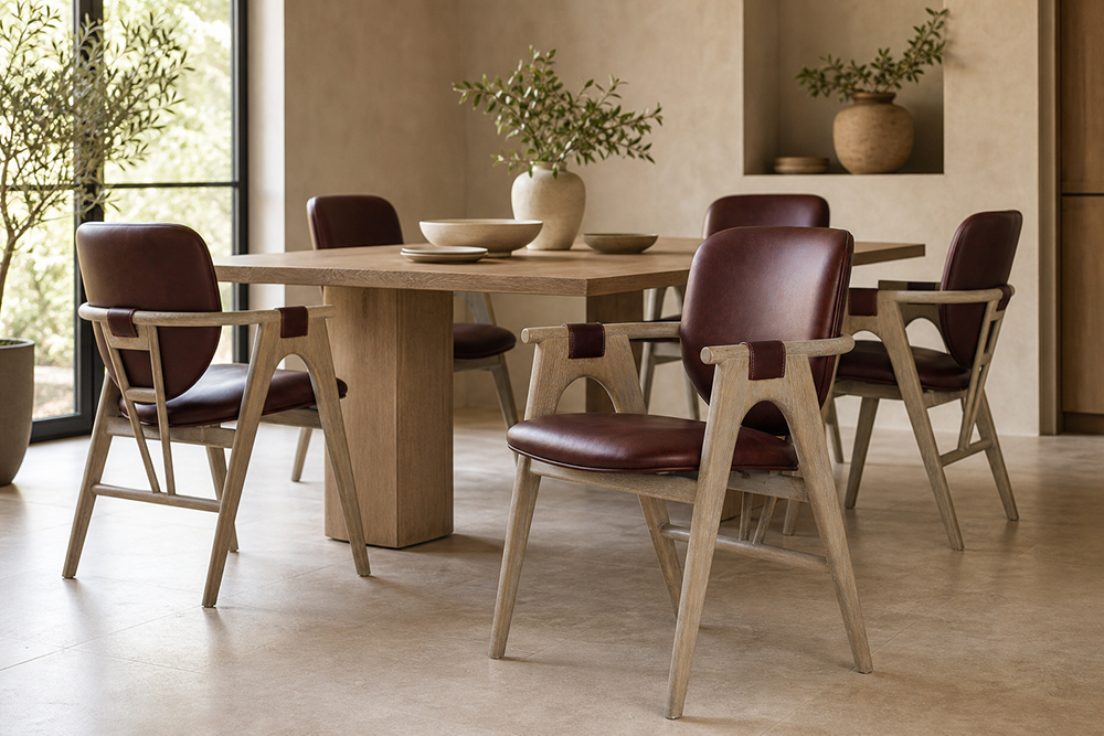 Home Solid Wood Upholstered Dining Chairs Leather Dustproof Mid Century Solid Wood Chair
