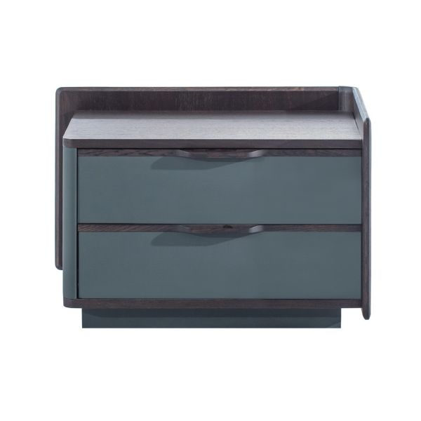 Luxury design Nightstand table by Oak wood furniture of Leather covered drawer panel made from China manufactuer