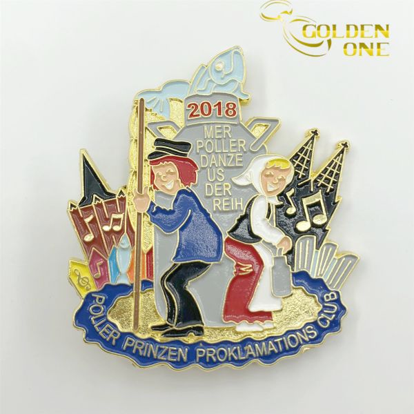 Metal Carnival Brooches Personalised Enamel Badge Gold Plated Zinc Alloy Pins