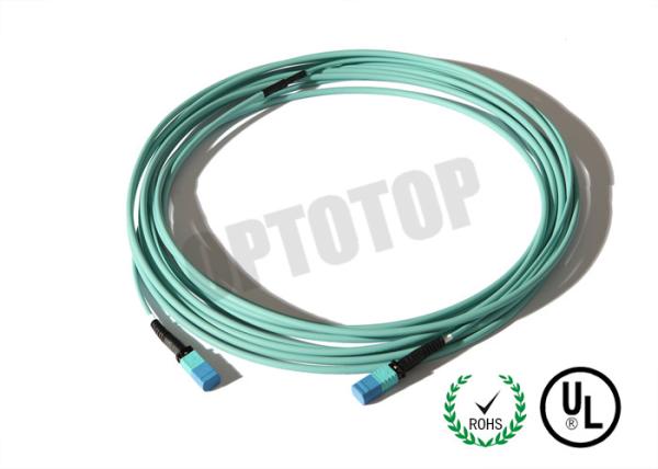 Male / Female MM Aqua MPO Fiber Optic Patch Cord For Communication Systems