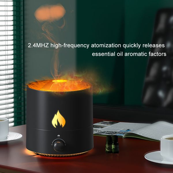 Custom Logo Flame Pattern Aroma Diffuser Ultrasonic Cool Mist Humidifier Air Purifier