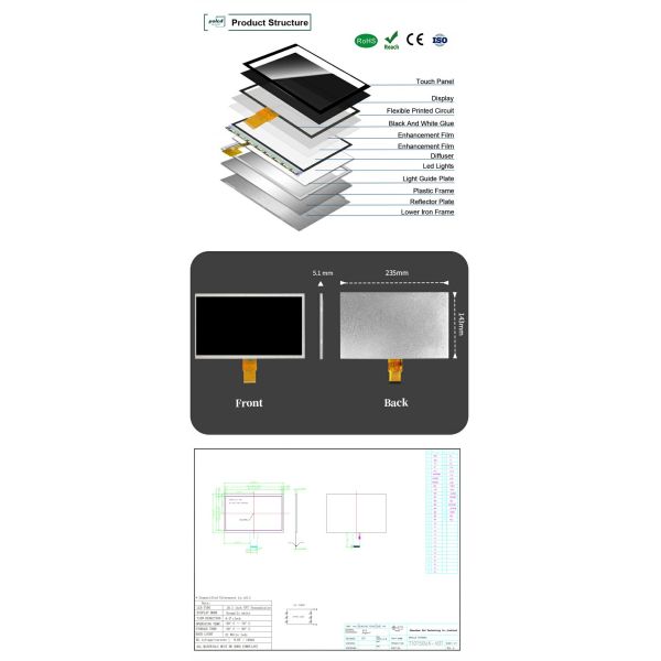 Polcd EK79001 Raspberry Pi 10 Inch Touch Screen 1024X600 Industrial Touch Screen