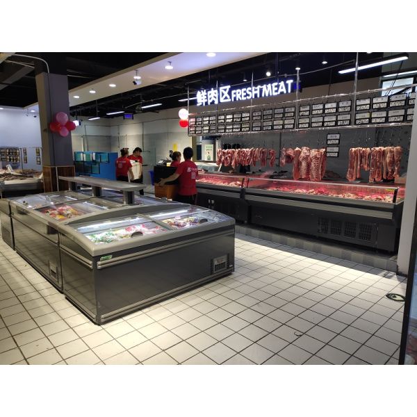 1.8 Meters Supermarket Island Deep Freezer With Top Low E Glass Door