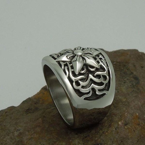 Fashion Men's Vintage Old Titanium Stainless Steel Hexagram Ring (SA336)