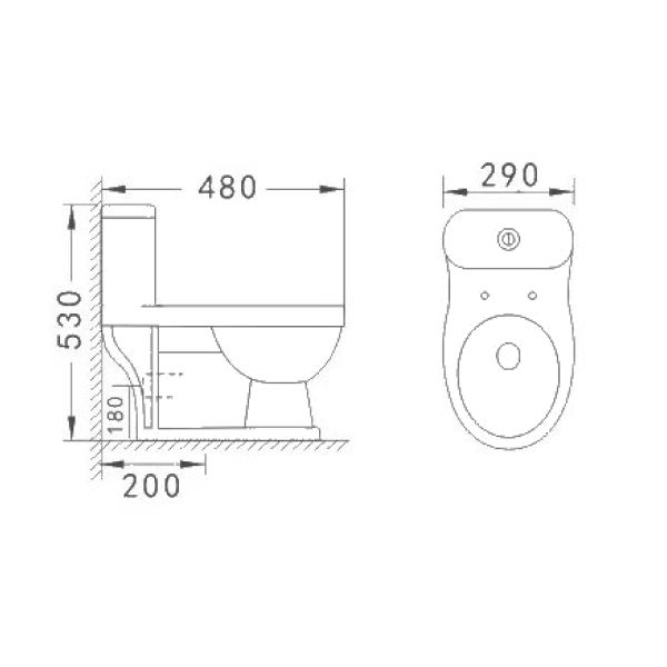 OEM Factory Dual Flush One Piece Toilets 290x480x530mm Orin OR2059C For Children