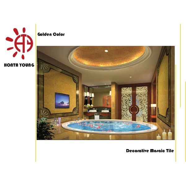 HTY - TG 300 300*300 Wholesale Luxury Style Gold Color Glass Mosaic Tile Foshan Factory