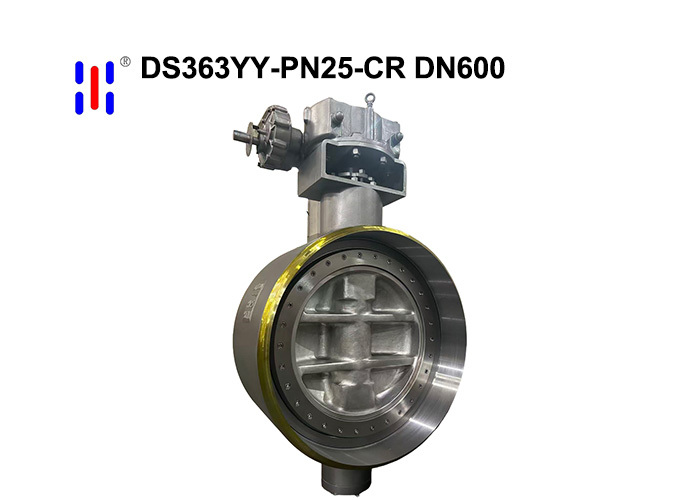 Triple Offset Butterfly Valve DN600 PN25 CR Cast Steel for Municipal Sewage Butt Weld Hard Seal  