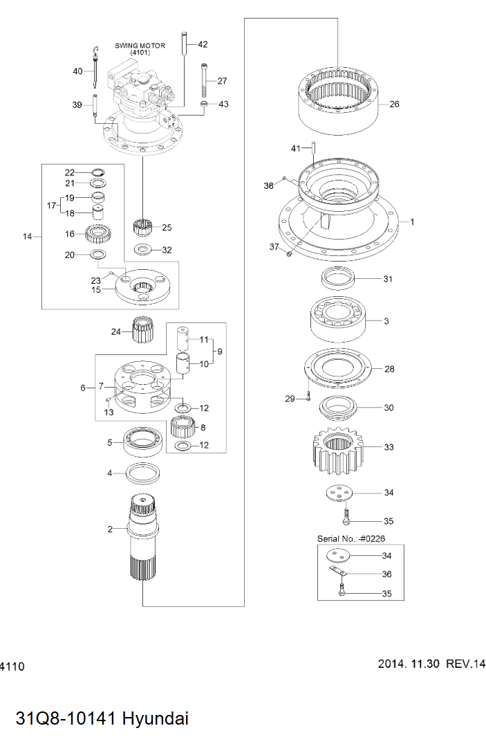 31Q8-10141 31Q8-10142 31Q8-10142AR SWING REDUCTION GEAR FOR HYUNDAI R300LC-9A R300LC-9S R305LC-7