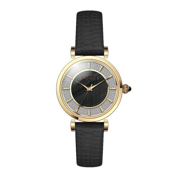 Diamond Inlaid 32mm Leather Strap Watch Luxury Decorative Waterproof