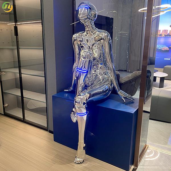 JYLIGHTING Decoration Future Mechanical Goddess Sculpture Art Figure Model Large Modern Floor Light