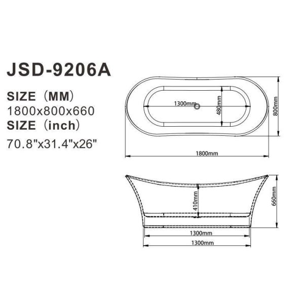 Thick Rim Border Ellipse Acrylic Freestanding Bathtubs for Fast Sales in Nigeria Market
