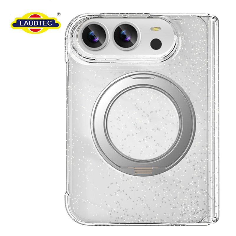 Crystal Clear Glitter Foldable Magnetic Phone Case for iPhone 18 Fold  Scratch Proof Dual Color Semi-Bumper Cover OEM/ODM