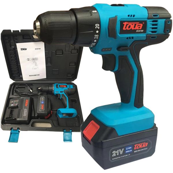Toua Cordless DCD 180 4000mAh 21V Hand Impact Drill Industrial Grade Power Hand Drill
