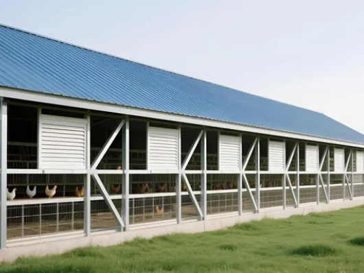 Prefabricated Steel Structure Poultry House with H-Section Frame, Hot-Dip Galvanized Coating and Adjustable Ventilation System