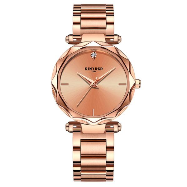 KINYUED high quality metal women stainless steel band quartz movement  waterproof wrist watch