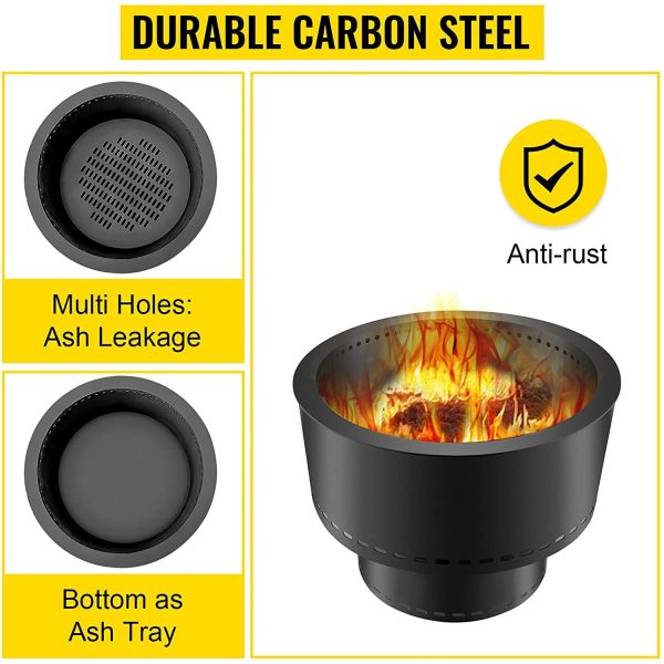 Black Stainless Steel Flame Genie Portable Wood Pellet Camping Stove Smoke Free