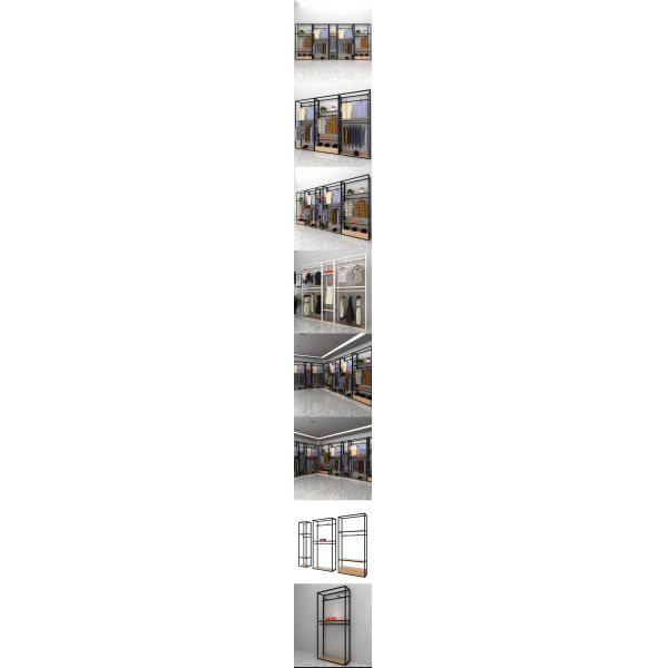 Modern 2 Tier Steel MDF Wardrobe Clothing Garment Rack for Retail Shops and Advertising