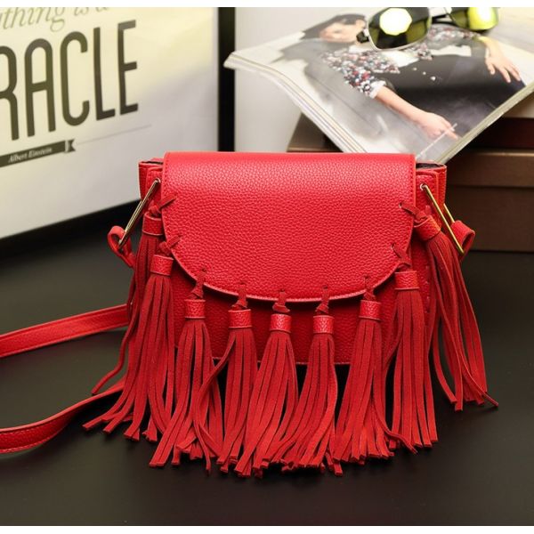 2016 spring and summer tassel leather female Korean tide shoulder diagonal fashion leather bag dumplings