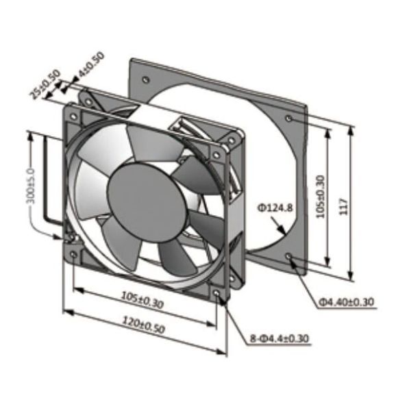 4.7 Inch Fridge Cooling Fan AC to DC Ventilation Cooling 2500/3500RPM Speed