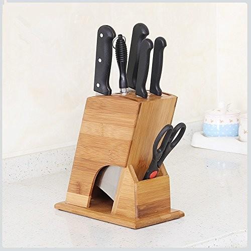 Multipurpose Bamboo Knife Storage Block , Wooden Knife Holder Phthalate Free