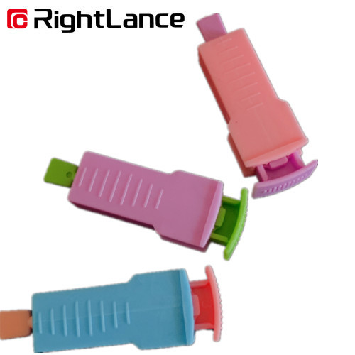 Tri Beveled Tip Neddle Blood Lancets Sterile 33g Automatic Lancing Device Orange White