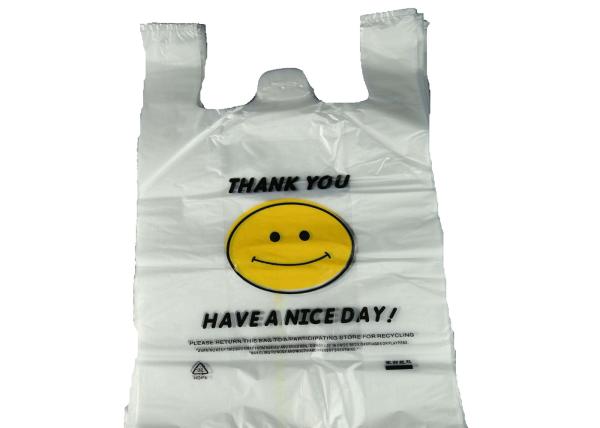 LDPE / HDPE Plastic Shopping Bags , Die Cut Plastic Bags With Custom Printing