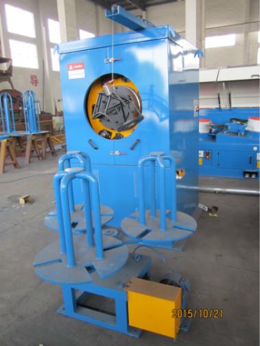 Blue Automated Steel Wire Take Up Machine With Pneumatic Brake Low Noise