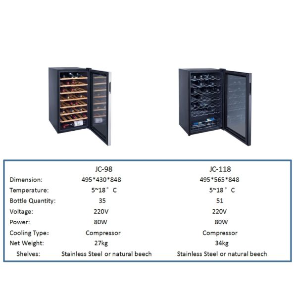 98L Hotel Freestanding Wine Refrigerator , Odorless Wine And Beverage Cooler