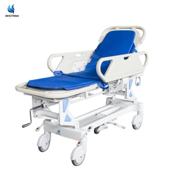 Adjustable Stretcher Trolley For Patients Hospital Gurney With Locking Wheels IV Pole