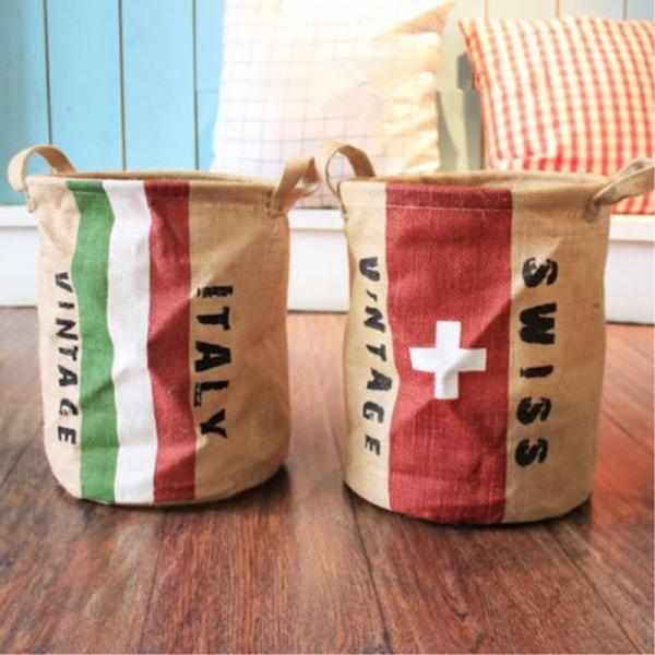 Cotton Waterproof Fabric Foldable Laundry Basket Baby Kids Dirty Clothes Bucket Hamper
