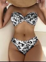Trajes de baño Bikini con patrón rojo y rayado Trajes de baño de talla M para mujeres de talla grande