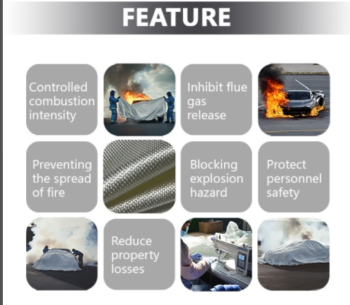 High Silica White JAT-303 Fire Fighting Blanket 0.6 Thickness Fiberglass Vehicle Fire Blanket Welding High Visibility Protection
