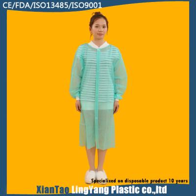 Long Sleeve Disposable Non Woven Lab Coat , Knitted Collar Chemistry Lab Coat