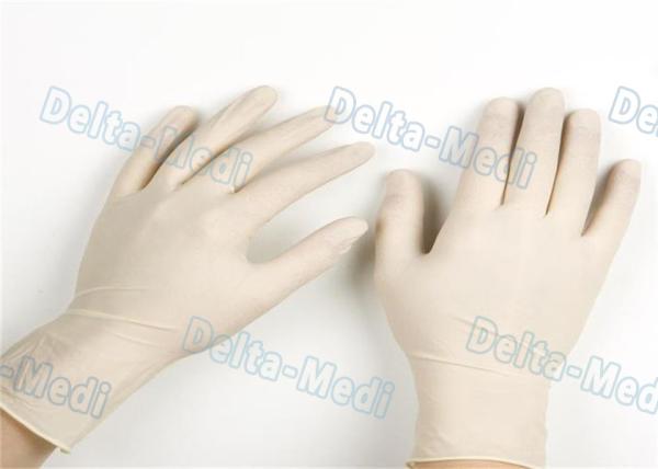 Durable Disposable Surgical Gloves , White Color Latex Examination Gloves