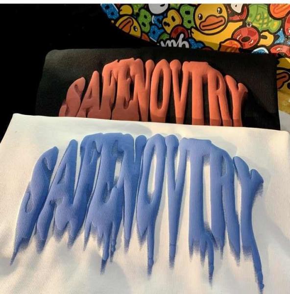 Custom Logo 3D Foam Puff Print Graphic T Shirt in Supima Cotton for Men's Streetwear