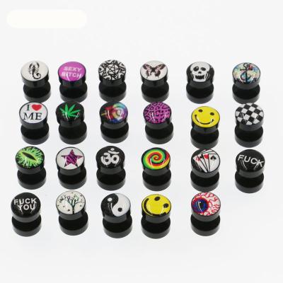 Free shipping fake ear plugs ear studs earrings for girls logo print anti-allergic piercing jewelrys
