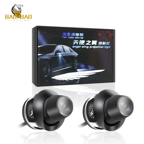 2 Pcs Mirror Angel Wing LED Projector Lamp Decoration Parts For Auto Parts