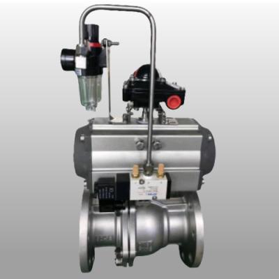 Pneumatic Control Flange Type Stainless Steel Ball Valve Double Acting Spring Return