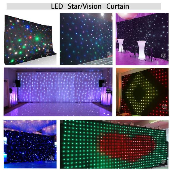 RGB 3in1 P18cm P10cm LED Vision Star Curtain for Wedding Disco Stage Background