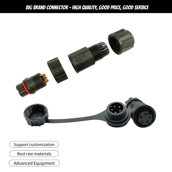 IP68 Waterproof Power Cable Connector Dustproof Multi Pole Plug And Socket